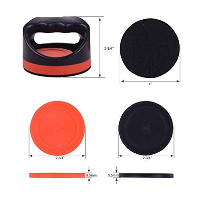 Plastic Air Hockey Strikers/Pushers, 2 PCS 4" Plastic Air Hockey Pushers and 4 PCS 2.75" Pucks Replacement for Game Tables Goalies Equipment Accessories - style: Black