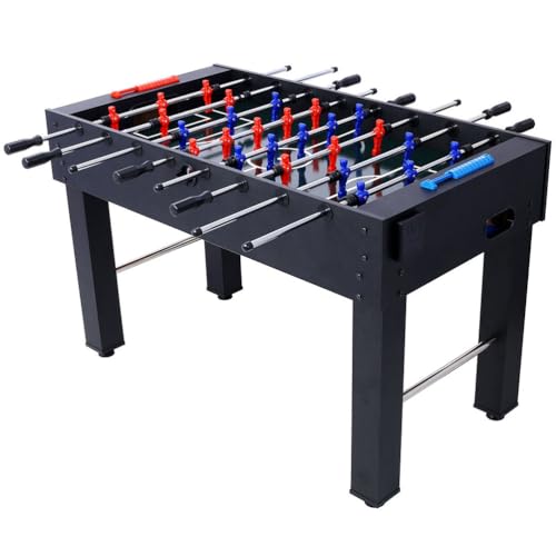 54 Inch Full Size Foosball Table for Adults, Regulation Soccer Game Table with Steel Rods, Non-Slip Handles, Cup Holder, 4 Balls Included, Indoor Foosball Table for Home Game Room Office