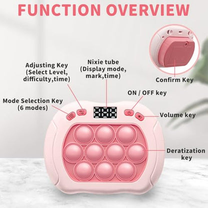 Intoypad Pop Game Light Up Fidget Toy for Kids, 6 Modes LED Screen Quick Push Controller Electric Fidget Popper Bubble Game Car Games Travel Activities Birthday Toys for Girls Pink - style: Pink
