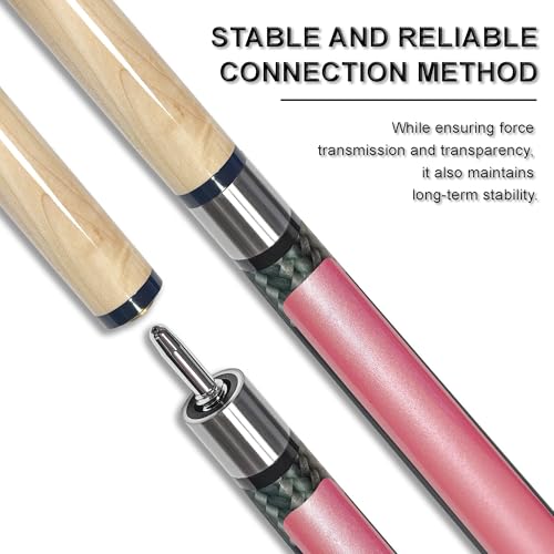 HomeSeason 58in 2-Piece Pool Cue, 18/19/20/21oz Professional Maple Billiards Stick 3D Printed Lizard Grip with Case, 12.5mm Tip Stainless Steel Quick Screw - color: 19oz(Pink)