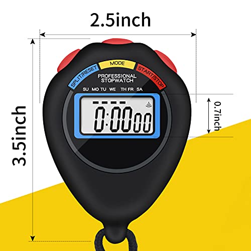 Pgzsy 12 Pack Multi-Function Electronic Digital Sport Stopwatch Timer, Large Display with Date Time and Alarm Function,Suitable for Sports Coaches Fitness Coaches and Referees