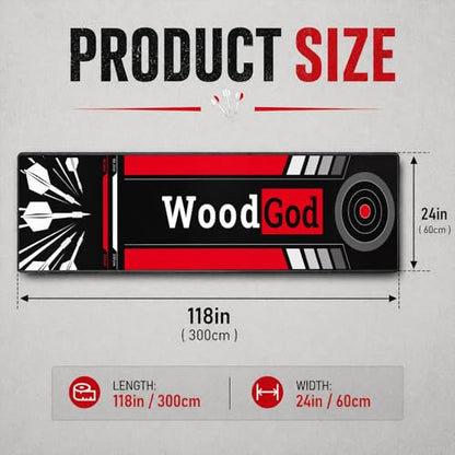 Dart Mat, 118x24inch, Dart Mat with Throw Line for Steel Tip & Soft Tip, Professional Dart Rug, Anti-Slip, Protects Floor and Darts