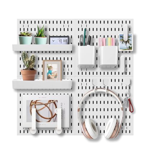 Wall Organizer Peg Board - Elevate And Declutter Your Gaming And Office - Create A Perfectly Structured Space(White) - color: White