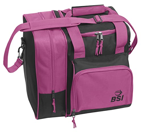 BSI Deluxe Single Ball Tote Bowling Bag with Shoe Compartment & Accessory Storage - color: Black/Pink