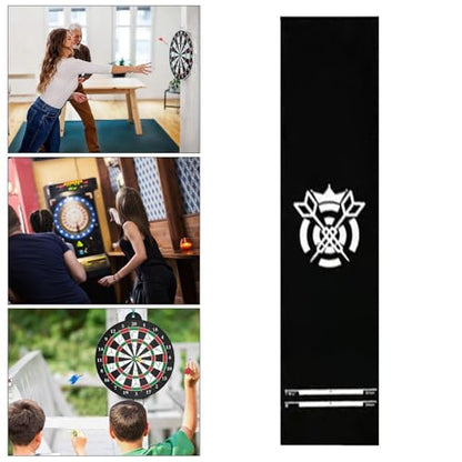 Dart Board Mat for Floor, 34x300cm Anti-Slip Crystal Velvet with Throw Line, Protective Dart Rug, Darts Distance Mat, for Leisure Area Game Room Recreation Center Office Break Room - color: Black and white