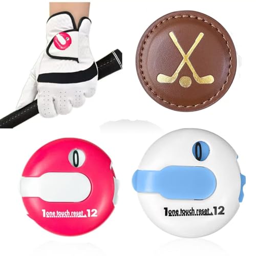Mini Golf Score Counter with Reset – Easy Attach to Scorekeeper Gloves, Compact Stroke Tracker for Golf Games - color: Ball logo combination