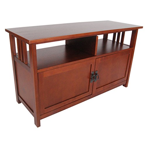 Alaterre Furniture Mission TV Stand with Open Shelves and 2 Cabinet Doors – Classic 42” Wood Media Console for TV, Gaming Consoles & Video Equipment in Living Room or Bedroom (Cherry)