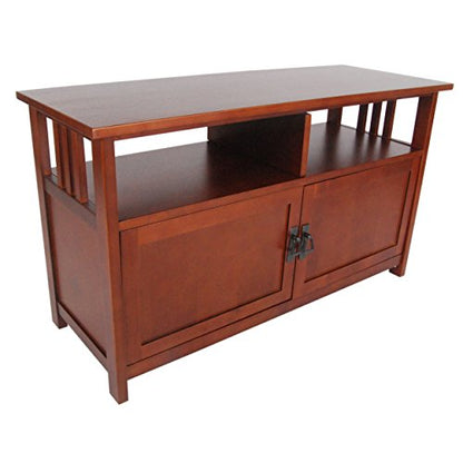 Alaterre Furniture Mission TV Stand with Open Shelves and 2 Cabinet Doors – Classic 42” Wood Media Console for TV, Gaming Consoles & Video Equipment in Living Room or Bedroom (Cherry)