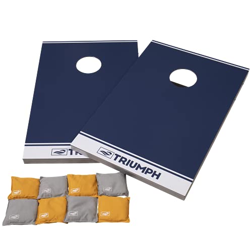 TRIUMPH SPORTS USA All-Weather Aluminum 2x3 Cornhole Set - Includes 2 Boards, 8 Cornhole Bags, and Travel Case,Blue