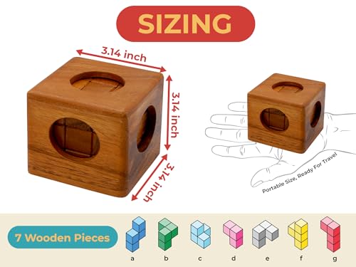 BSIRI Soma Puzzle Cube Wooden Toy Brain Teaser Desk Board Games Adults Master Block Christmas Mind Magic Benders Wood Hand Cube Family Teens Classic