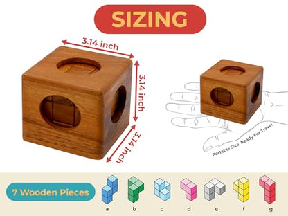 BSIRI Soma Puzzle Cube Wooden Toy Brain Teaser Desk Board Games Adults Master Block Christmas Mind Magic Benders Wood Hand Cube Family Teens Classic