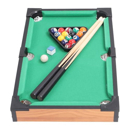 Mini Pool Table, Billiards Table for Kids, Tabletop Billiards Set with Sticks & Triangle Rack, for Kids and Family Fun