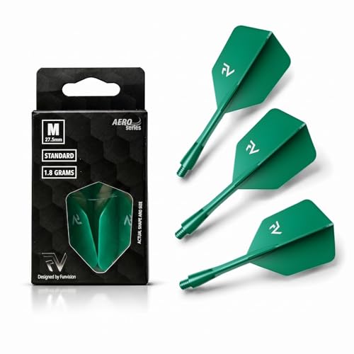 FunVision Aero Darts Flight and Shaft, Integrated Flight & Shaft System, Professional 2-in-1 Molded Darts Wings Accessories（3PCs ） - color: Green