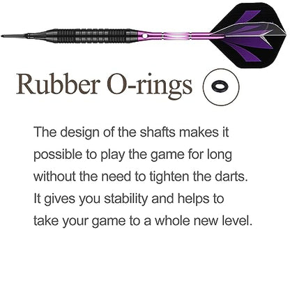 Darts Plastic Tip Set - 18g 21g Colorful Rainbow Soft Tip Darts 50 Anti-Loose O-Rings 6 Shaft (Aluminum/Nylon 45mm) 6 Durable Flights Extra 50 Soft Tips Electronic Dartboard - color: Purple-DART-D