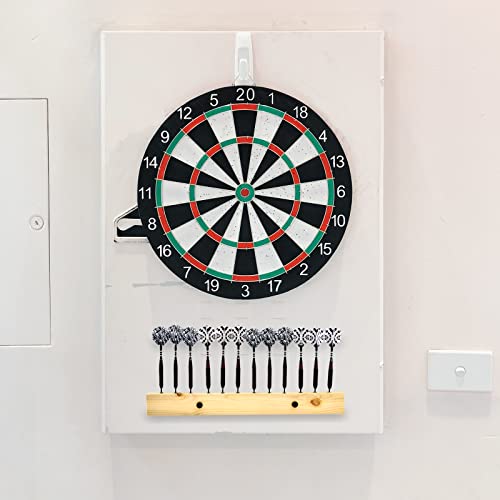 DIMBOI Wood Dart Holder Wall Mount Displays 4 Sets for A Total of 12 Steel/Soft Tip Darts,with Darts Throw Line Marker