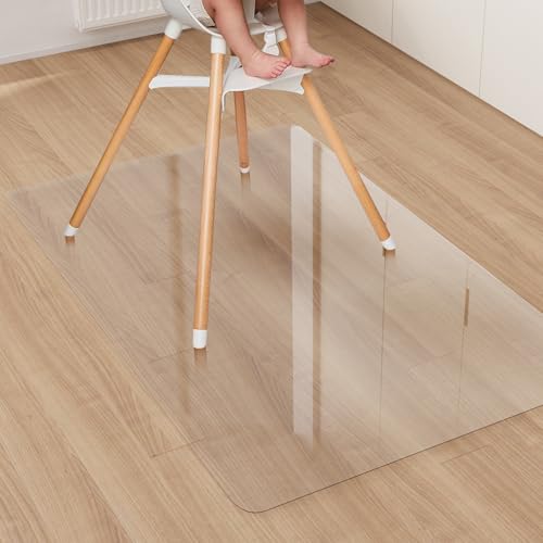 Area Floor Mat for Home, 3'×5' Transparent No Slip Waterproof Vinyl Area Rug, Spill Resistant Hard Floor Protector Cover for Kitchen, Easy Clean Splat Mat for Under High Chair - color: Transparent, size: 3' x 5' (Rectangular)