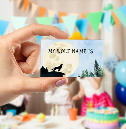 What's Your Wolf Name,1 Game Sign and 30 Name Stickers,Howling Wolf Birthday Party, Holiday Activity, Activity Game for Class Graduation Birthday - style: Wolf