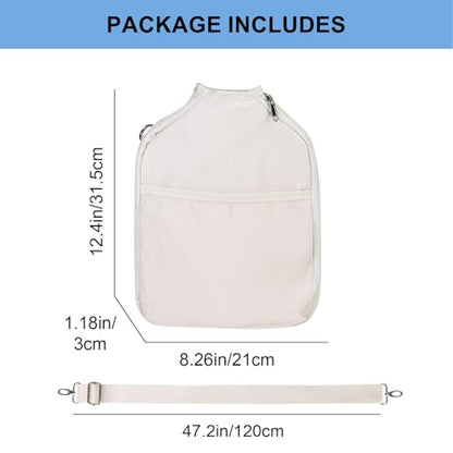 LAKE OF FIRE Pickleball Paddle Cover Crossbody Bag with Adjustable Strap Pickle ball Sling Bag Lightweight Pickleball Gifts for Men and Women - color: Creamy