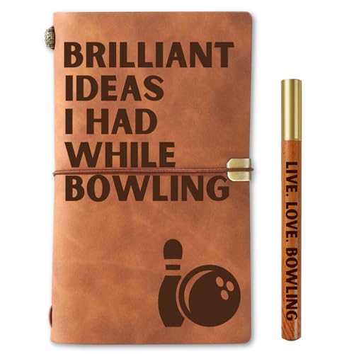 InnoBeta Bowling Lovers Gifts, Journal & Pen Set, 7.8x5 Inches | Vegan leather|Easy-to-Carry|Card Slot|Refillable Notebook|Leather with Faith Message|Travel Diary