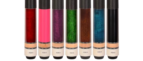 Set of Aska L2 Billiard Pool Cue Sticks, 58" Hard Rock Canadian Maple, 5/16x18 Joint, 13mm Hard Tip, Mixed Weights - style: Set of 7 Sticks