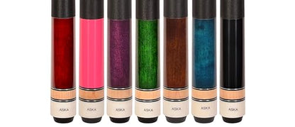 Set of Aska L2 Billiard Pool Cue Sticks, 58" Hard Rock Canadian Maple, 5/16x18 Joint, 13mm Hard Tip, Mixed Weights - style: Set of 7 Sticks