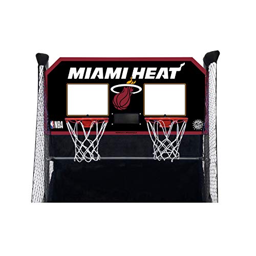 Pop-A-Shot - Home Dual Shot Arcade Basketball Game with NBA Graphics l Sensor Scoring l 16 Game Modes l 7 Balls l Foldable Storage l for All NBA Fans - style: Miami Heat