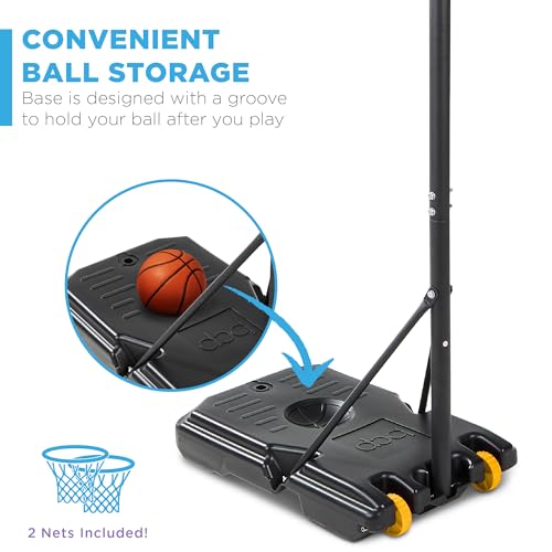 Best Choice Products Kids Height-Adjustable Basketball Hoop, Portable Backboard Set w/ 2 Wheels, Fillable Base, 70.5in to 82.3in Tall - style: Purple/Yellow