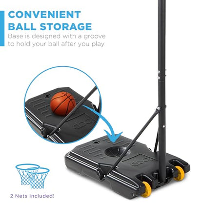 Best Choice Products Kids Height-Adjustable Basketball Hoop, Portable Backboard Set w/ 2 Wheels, Fillable Base, 70.5in to 82.3in Tall - style: Purple/Yellow