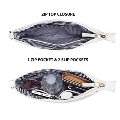 Solene Crossbody Bag Functional Multi Pocket Messenger Purse Top Zip Closure Shoulder Handbag With Adjustable Strap - color: White
