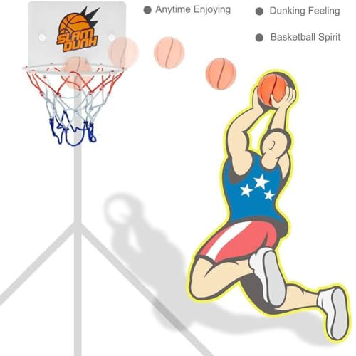 Mini Basketball Hoop Kit Plastic Basketball Backboard with Suction Cup for Indoor Sports Wall Mount Basketball Hoop Set with 2 Balls Funny Home Basket Sports Excersise