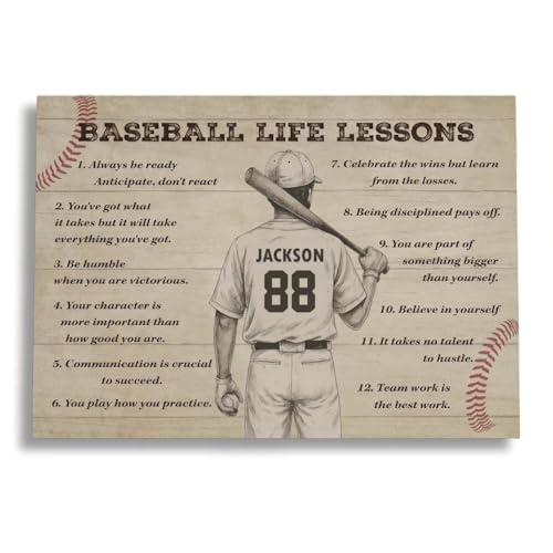 Personalized Baseball Life Lessons Canvas, Custom Baseball Poster Print, Personalized Motivational Sports Art For Players And Fans - color: Design 05