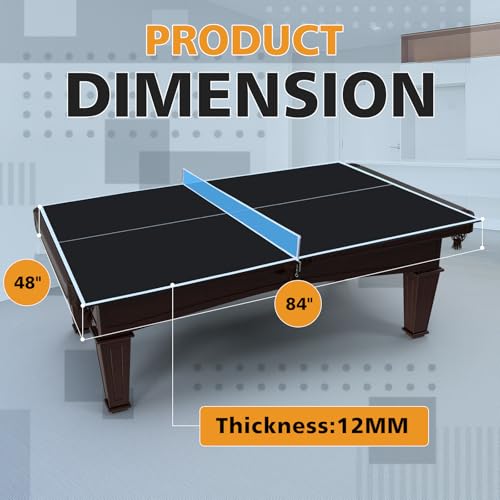 Tidyard Ping Pong Table Top, Foldable Portable Indoor Table Tennis Conversion Top 7ft x 4ft 12mm MDF with Net for Home Game Room and Recreational Use