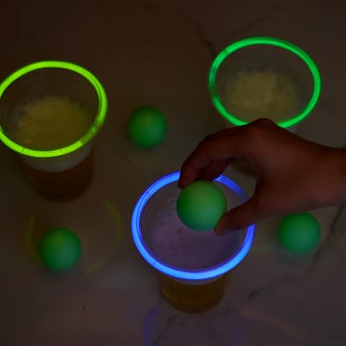 True Glow in the Dark Ping Pong Balls, Durable Lightweight Tennis Ball, Fun Drinking Games, Perfect for Indoor and Outdoor, Game Night, Party Supplies, Set of 6