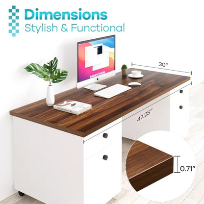 Kaboon Universal Tabletop 47.25"x30", Solid One-Piece Melamine Table Top, Double Desk L-Desk DIY, Home and Office,Dark Walnut - color: Dark Walnut, size: 48x30