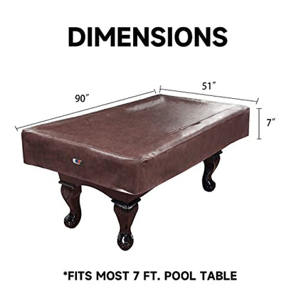 GSE Games & Sports Expert Billiard Table Covers, 7'/8'/9' Waterproof & Tearproof Heavy Duty Leatherette Pool Table Cover (Several Colors Available) - color: Brown - 7ft