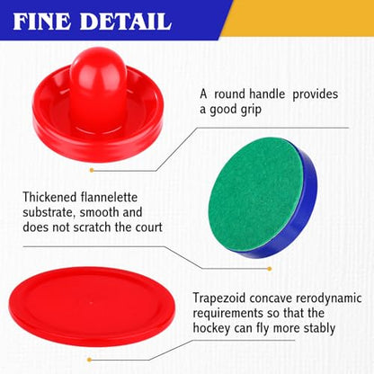 Soulchen Hockey Accessories - Pushers, Pucks & Paddles - Hockey Paddles and Goal Handles Replacement Accessories for Game Tables(4 Pushers, 12 Pucks, 4 Pads)