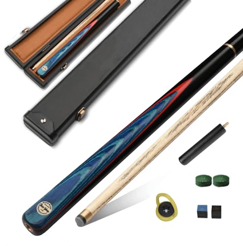 Handmade 3/4 Joint Snooker Cue, 57" 19oz Wooden Pool Cue Stick with 10mm Tip, Extension Rod, Hard Case and Accessories, Complete Billiard Cue Set for Beginners House Bar