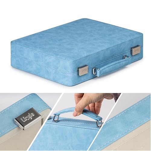 Rummy Game Set, 2-4 Players with 106 Rummy Tiles and 4 Racks, Rummy Travel Game Set with Faux Leather Case, Fun Family Classic Board Games (Blue) - color: Blue