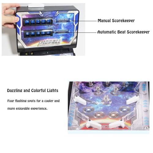 Pinball Game Machine, Electronic Tabletop Space Pinball Toy, Puzzle Pinball Machine for Home Parent-Child, Mini Pinball Game Favor with Light and Sound 16.5x10.6x9.6 in