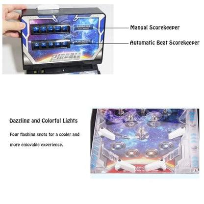 Pinball Game Machine, Electronic Tabletop Space Pinball Toy, Puzzle Pinball Machine for Home Parent-Child, Mini Pinball Game Favor with Light and Sound 16.5x10.6x9.6 in