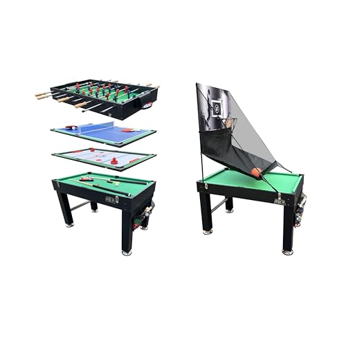 KICK Morpheus 55" 5-in-1 Multi-Game Table – Foosball, Billiards/Pool, Ping Pong, Glide Hockey, and Basketball - color: Black