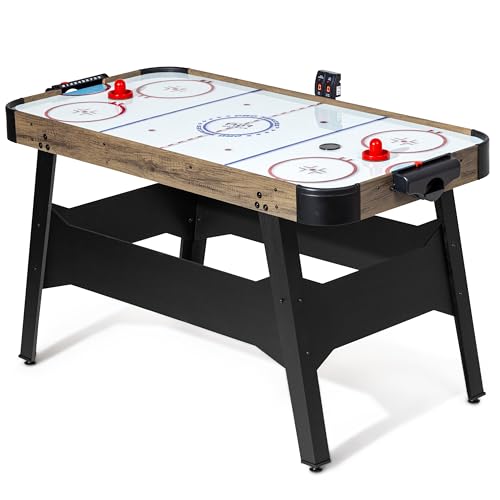 GoSports 54 Inch Air Hockey Arcade Table for Kids & Adults - Oak or Black - Includes 2 Pushers, 3 Pucks, AC Motor, and LED Scoreboard - color: Oak