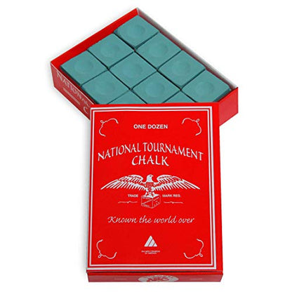 Silver Cup National Tournament Pool cue Billiard Premium Chalk - ONE Dozen - color: Green