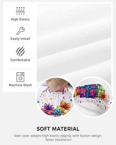 Savannan Office Chair Cover, Happy Birthday Celebration Party Protective Stretch Elastic Universal Cover for Desk Task Chair,Computer Rotating Chair 1 Pcs Colorful Present Balloon