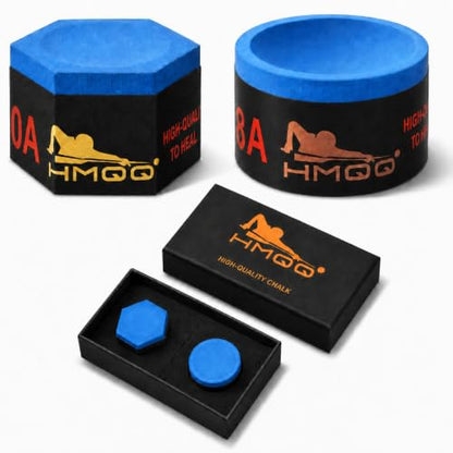 HMQQ Nano Pool Cue Chalk Set, 2 Pack Premium Low Dust Billiard Chalk with Magnetic-Ready Base, Smooth Grip, Fewer Miscues, Long Lasting Cue Tip Chalk for Pool, Snooker & 8 Ball Players
