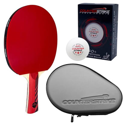 Counterstrike Omega Wolf Paddle Bundle (Includes Hard Case & 6 Balls) | Ping Pong Paddle | Offensive Table Tennis Paddle | ITTF Approved | Ping Pong Set - color: Silver Paddle Hard Case