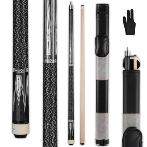 10mm11mm12mm13mm Billiard Pool Cue Stick Set, 20 oz 58 inch Canadian Maple Cue Stick Irish Linen Wrap, Cue Stick for Beginner, Commercial and Home Entertainment - color: 13mm Grey with case