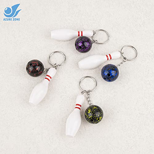 Azure Zone, Pack of 10 Bowling Pin Keychains Ball Charm Key Chain Sports Keyring