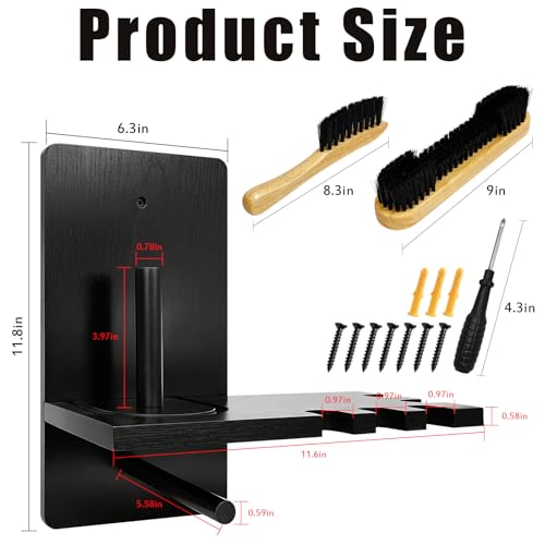3 Sets Wall Mounted Billiard Chalk Holder, Wooden Pool Cue Chalk Storage with 5 Cue Grooves, Pool Table Accessories for Billiard Room, Game Room & Bar (Black)
