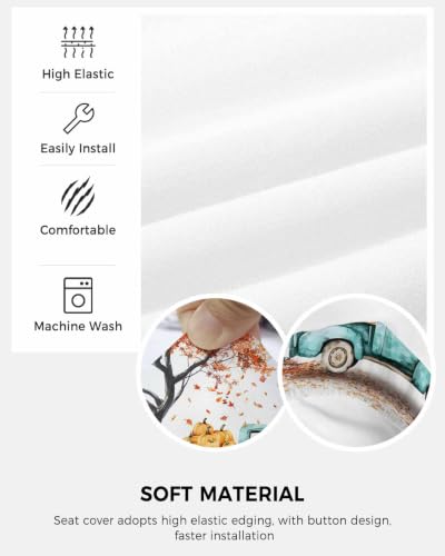 Savannan Office Chair Cover, Fall Maple Leaf Tree Teal Farm Truck Protective Stretch Elastic Universal Cover for Desk Task Chair,Computer Rotating Chair 1 Pcs Thanksgiving Pumpkin
